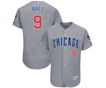 Men's Chicago Cubs 9 Javier Baez Gray 150th Patch Flexbase Jersey