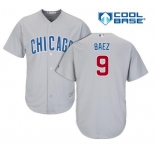 Men's Chicago Cubs #9 Javier Baez Gray Road Cool Base Jersey By Majestic