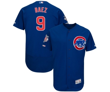 Men's Chicago Cubs 9 Javier Baez Royal 150th Patch Flexbase Jersey