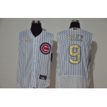 Men's Chicago Cubs #9 Javier Baez White Gold 2020 Cool and Refreshing Sleeveless Fan Stitched Flex Nike Jersey