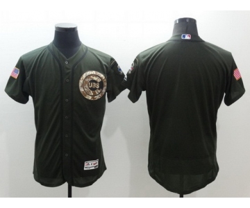 Men's Chicago Cubs Blank Green Salute to Service 2016 Flexbase Majestic Baseball Jersey