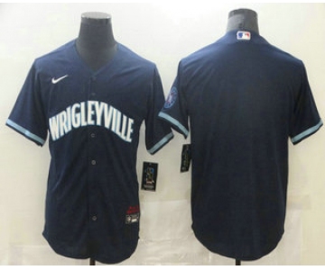 Men's Chicago Cubs Blank Navy Blue 2021 City Connect Stitched MLB Cool Base Nike Jersey