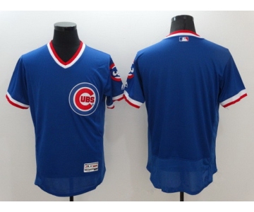 Men's Chicago Cubs Blank Retired Blue Pullover 2016 Flexbase Majestic Baseball Jersey