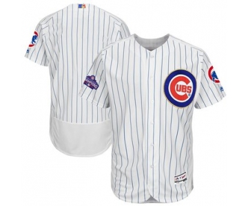 Men's Chicago Cubs Blank White World Series Champions Gold Stitched MLB Majestic 2017 Flex Base Jersey