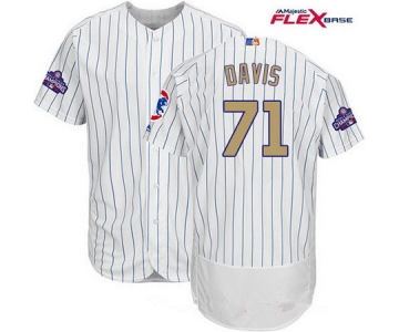 Men's Majestic Chicago Cubs #71 Wade Davis White 2017 Gold Program Flexbase Authentic Collection MLB Jersey