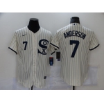 Men's Chicago White Sox #7 Tim Anderson 2021 Cream Navy Field of Dreams Number Flex Base Stitched Jersey