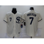 Men's Chicago White Sox #7 Tim Anderson 2021 Cream Navy Field of Dreams Number Flex Base Stitched Jersey