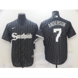 Men's Chicago White Sox #7 Tim Anderson Black 2021 City Connect Stitched MLB Cool Base Nike Jersey