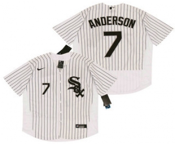 Men's Chicago White Sox #7 Tim Anderson White Pinstripe Stitched MLB Flex Base Nike Jersey