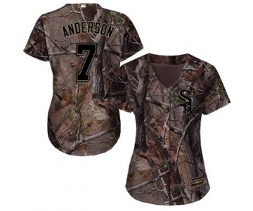 White Sox #7 Tim Anderson Camo Realtree Collection Cool Base Women's Stitched Baseball Jersey