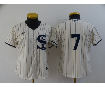 Women's Chicago White Sox #7 Tim Anderson 2021 Cream Field of Dreams Cool Base Stitched Nike Jersey