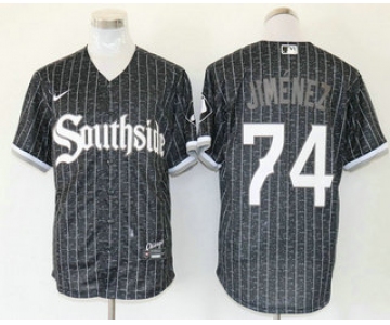 Men's Chicago White Sox #74 Eloy Jimenez Black 2021 City Connect Stitched MLB Cool Base Nike Jersey