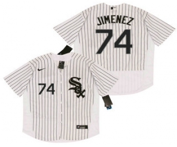 Men's Chicago White Sox #74 Eloy Jimenez White Pinstripe Stitched MLB Flex Base Nike Jersey