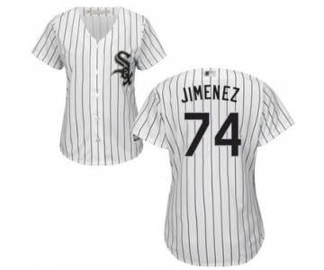 White Sox #74 Eloy Jimenez White(Black Strip) Home Women's Stitched Baseball Jersey