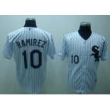 Chicago White Sox #10 Alexei Ramirez White With Black Pinstripe Jersey