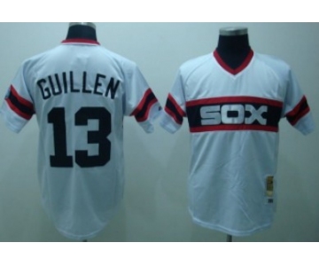 Chicago White Sox #13 Ozzie Guillen 1983 White Pullover Throwback Jersey