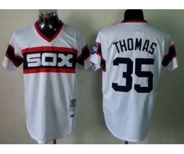 Chicago White Sox #35 Frank Thomas 1983 White Pullover Throwback Jersey