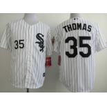 Chicago White Sox #35 Frank Thomas White With Black Pinstripe 75TH Patch Jersey