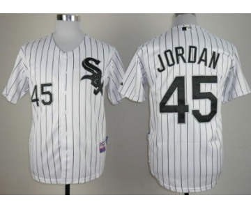 Chicago White Sox #45 Michael Jordan White With Black Pinstripe Jersey