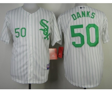 Chicago White Sox #50 John Danks White With Green Pinstripe Jersey