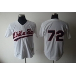 Chicago White Sox #72 Carlton Fisk 1990 White Buttons Throwback Jersey