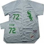Chicago White Sox #72 Carlton Fisk White With Green Pinstripe Jersey