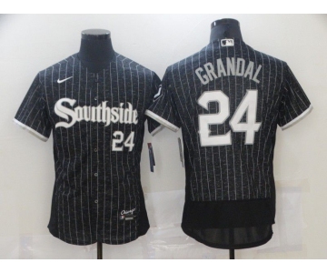 Men Chicago White Sox 24 Grandal City Edition Black Elite Nike 2021 MLB Jersey