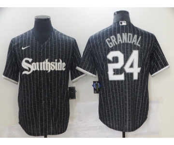 Men Chicago White Sox 24 Grandal City Edition Black Game Nike 2021 MLB Jerseys
