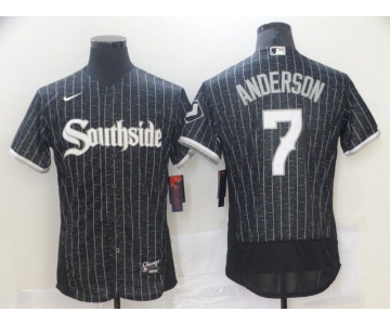 Men Chicago White Sox 7 Anderson Black City Edition Nike Elite 2021 MLB Jerseys