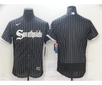 Men's Chicago White Blank Black 2021 City Connect Stitched MLB Flex Base Nike Jersey