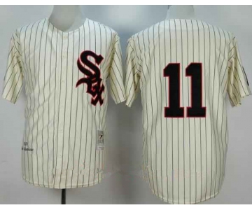 Men's Chicago White Sox #11 Luis Aparicio 1959 Cream Mitchell & Ness Throwback Jersey