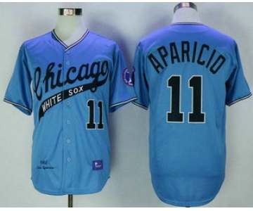 Men's Chicago White Sox #11 Luis Aparicio 1968 Light Blue Throwback Stitched MLB Jersey By Mitchell & Ness