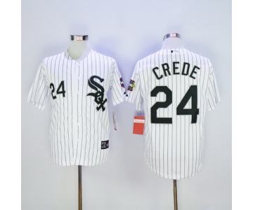 Men's Chicago White Sox #24 Joe Crede White 2015 World Serise Patch Baseball Jersey