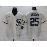 Men's Chicago White Sox #25 Andrew Vaughn 2021 Cream Navy Field of Dreams Name Flex Base Stitched Jersey