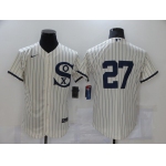 Men's Chicago White Sox #27 Lucas Giolito 2021 Cream Navy Field of Dreams Flex Base Stitched Jersey