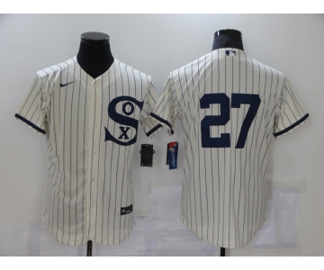 Men's Chicago White Sox #27 Lucas Giolito 2021 Cream Navy Field of Dreams Flex Base Stitched Jersey