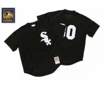 Men's Chicago White Sox #30 Tim Raines Black 1991 Throwback Mesh Batting Practice Stitched MLB Mitchell & Ness Jersey