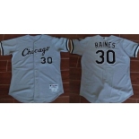 Men's Chicago White Sox #30 Tim Raines Retired Gray Road Stitched MLB Majestic Cooperstown Collection Jersey