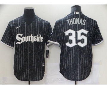Men's Chicago White Sox #35 Frank Thomas Black 2021 City Connect Stitched MLB Cool Base Nike Jersey