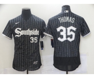 Men's Chicago White Sox #35 Frank Thomas Black 2021 City Connect Stitched MLB Flex Base Nike Jersey