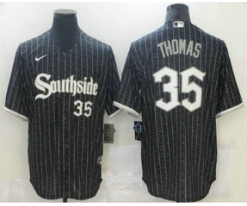 Men's Chicago White Sox #35 Frank Thomas Black With Small Number 2021 City Connect Stitched MLB Cool Base Nike Jersey