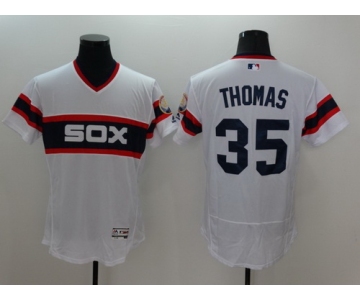 Men's Chicago White Sox #35 Frank Thomas Retired White Pullover 2016 Flexbase Majestic Baseball Jersey
