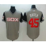 Men's Chicago White Sox #45 Derek Holland Dutch Gray-Black 2018 Players' Weekend Authentic Jersey