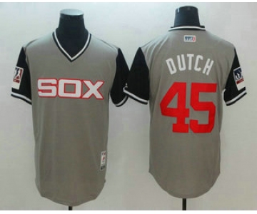 Men's Chicago White Sox #45 Derek Holland Dutch Gray-Black 2018 Players' Weekend Authentic Jersey
