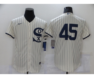Men's Chicago White Sox #45 Michael Jordan 2021 Cream Navy Field of Dreams Flex Base Stitched Jersey