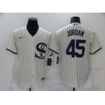 Men's Chicago White Sox #45 Michael Jordan 2021 Cream Navy Field of Dreams Name Flex Base Stitched Jersey