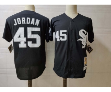 Men's Chicago White Sox #45 Michael Jordan Black Mitchell & Ness Throwback Jersey