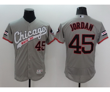 Men's Chicago White Sox #45 Michael Jordan Retired Gray Retro 2016 Flexbase Majestic Baseball Jersey