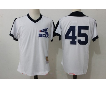 Men's Chicago White Sox #45 Michael Jordan White Throwback Mesh Batting Practice Stitched MLB Mitchell & Ness Jersey