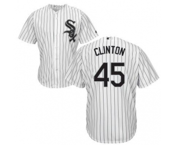 Men's Chicago White Sox #45 Presidential Candidate Hillary Clinton White Jersey